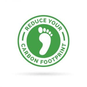 Green footprint image and reduce carbon footprint text